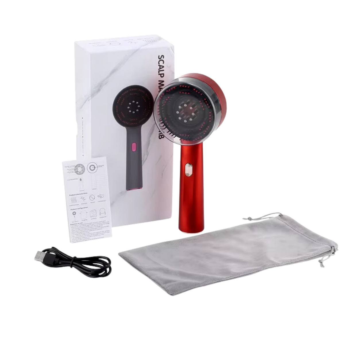 Wohlgefuhl™ | Elektrischer Kopfhaut-Massagekamm Kopfhaut-Öl-Applikator Haarpflege Rotlicht-Kopfmassagegerät für Haaransatzwachstum Anti-Haarausfall Haarbürste