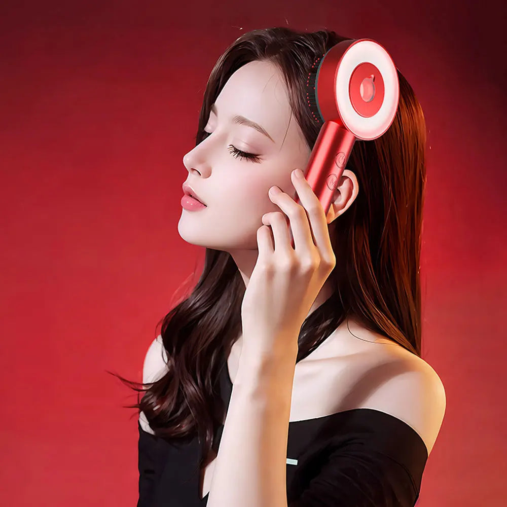 Wohlgefuhl™ | Elektrischer Kopfhaut-Massagekamm Kopfhaut-Öl-Applikator Haarpflege Rotlicht-Kopfmassagegerät für Haaransatzwachstum Anti-Haarausfall Haarbürste