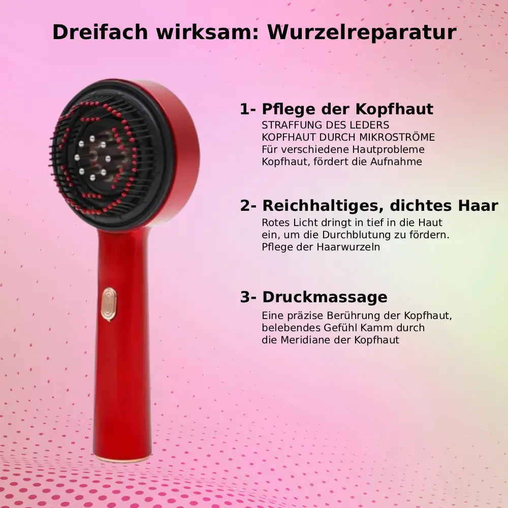 Wohlgefuhl™ | Elektrischer Kopfhaut-Massagekamm Kopfhaut-Öl-Applikator Haarpflege Rotlicht-Kopfmassagegerät für Haaransatzwachstum Anti-Haarausfall Haarbürste