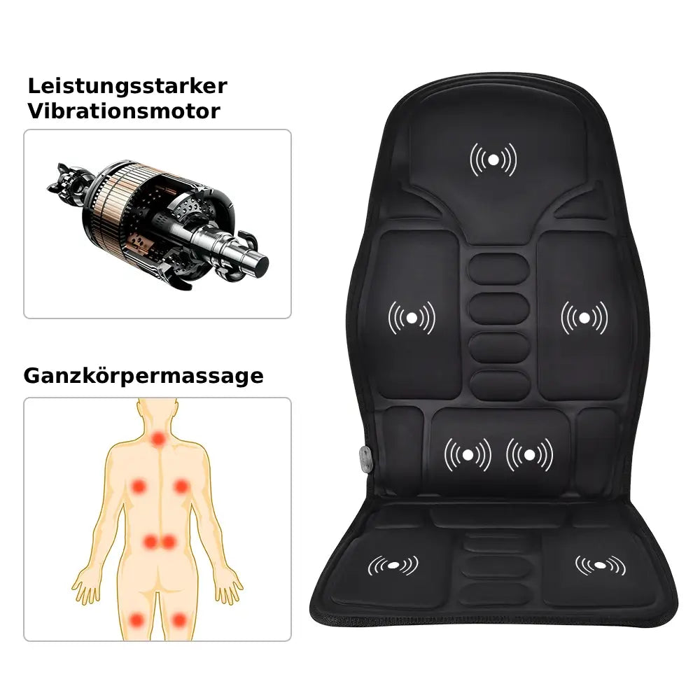 Wohlgefühl™ | Elektrisch beheiztes, vibrierendes Massagekissen - Entlastung für Rücken, Nacken und Lendenwirbelbereich | Haus & Auto Gebrauch